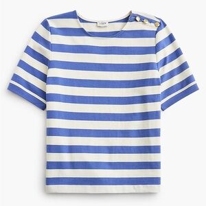 J.Crew Factory Short-Sleeve Striped Button-Shoulder Tee